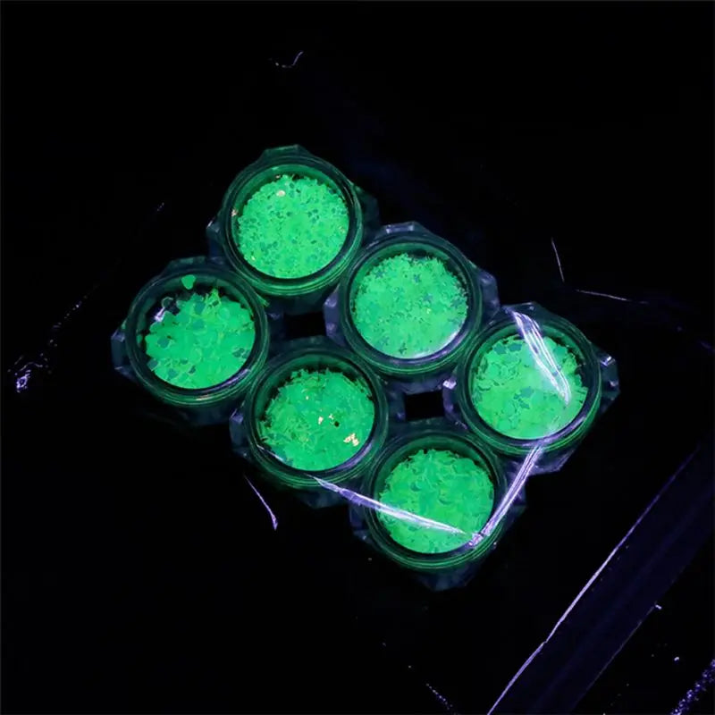 6 Bottle Luminous Glow Sequins Resin Jewelry Nail Art Craft Tools