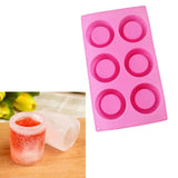 6-Cavity Resin Cups Ice Tray Round Silicone Shot Glass Bottle Mold