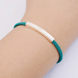 925 Silver Bar Braided Rope Bracelet for Men Women