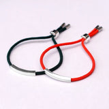 925 Silver Bar Braided Rope Bracelet for Men Women