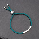 925 Silver Bar Braided Rope Bracelet for Men Women