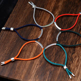 925 Silver Bar Braided Rope Bracelet for Men Women