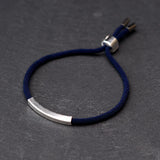 925 Silver Bar Braided Rope Bracelet for Men Women