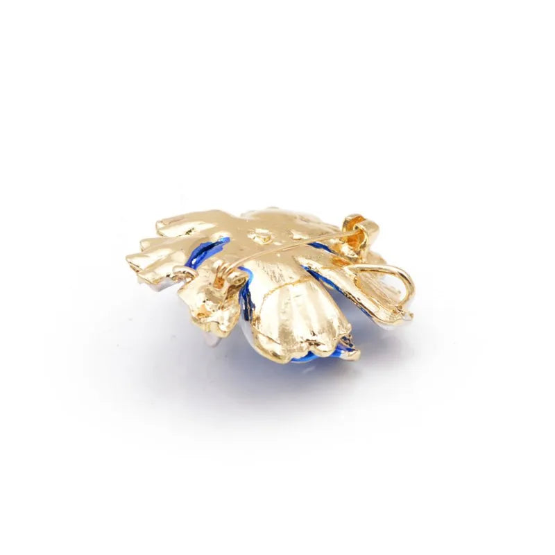 Enamel Peony Flowers Brooches for Women Wedding Pearl Pins Coat Accessories