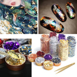6 Colors Leaf Gilding Resin Flakes Metallic Foil for Glitter Painting