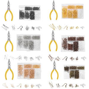 6 Colors Jewelry Making Set Earring Hook Studs Jump Ring Plier Repair