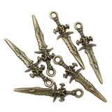 Vintage Dagger Zinc Alloy Charm Pendant for Earrings Jewelry DIY 10 pcs