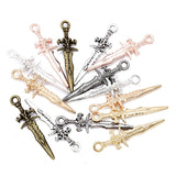 Vintage Dagger Zinc Alloy Charm Pendant for Earrings Jewelry DIY 10 pcs