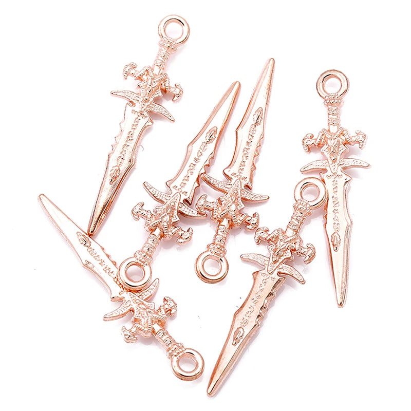 Vintage Dagger Zinc Alloy Charm Pendant for Earrings Jewelry DIY 10 pcs