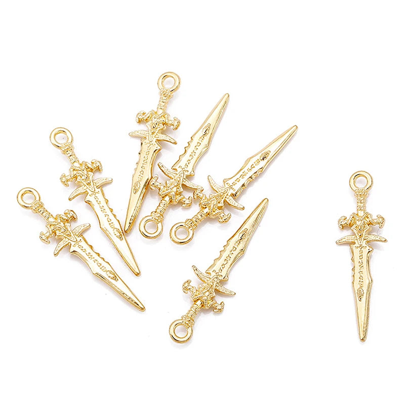 Vintage Dagger Zinc Alloy Charm Pendant for Earrings Jewelry DIY 10 pcs
