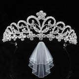 Crystal Bridal Tiara Crown and Veil with Comb Wedding Head Jewelry