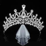 Crystal Bridal Tiara Crown and Veil with Comb Wedding Head Jewelry