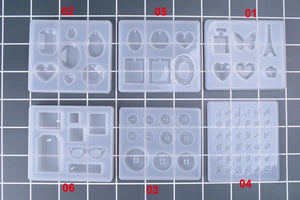 6 Silicone Resin Molds Variety Pendant Tower Alphabet Button Making