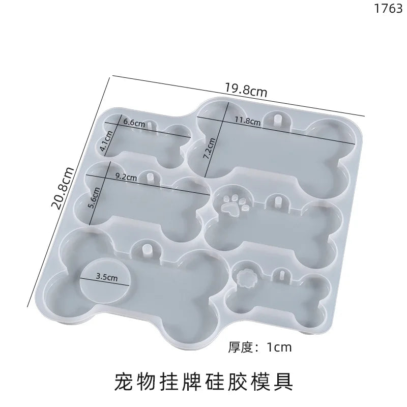 Pet Tag Crystal Epoxy Resin Mold DIY Pendant Keychain Silicone Mold