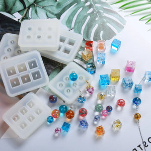 6 Grid Crystal Cube Ball Beads Epoxy Resin Mold DIY Jewelry Making