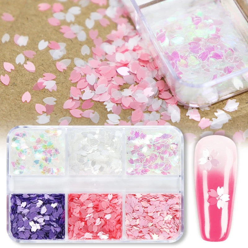 Cherry Blossom Petal Nail Sequins Glitter Nail Glue Makeup Patch Nail Jewelry