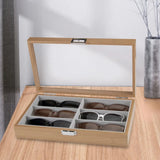 Wooden Sunglasses Organizer Display Case with Drawer