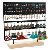 Metal Earring Holder Jewelry Organizer with Wood Base Tray
