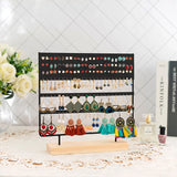 Metal Earring Holder Jewelry Organizer with Wood Base Tray