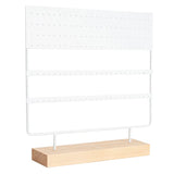 Metal Earring Holder Jewelry Organizer with Wood Base Tray