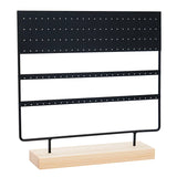 Metal Earring Holder Jewelry Organizer with Wood Base Tray