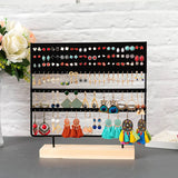 Metal Earring Holder Jewelry Organizer with Wood Base Tray