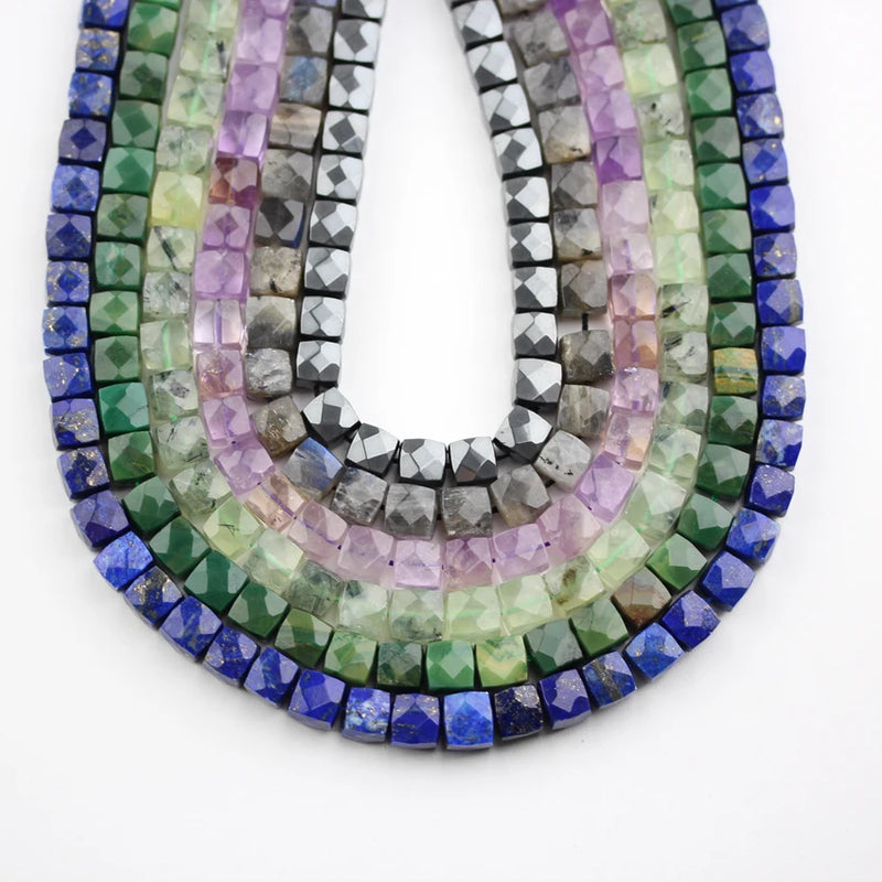 Raw Natural Stones Beads Jewelry, Cube Shape Beading Earrings Bracelets