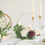 6 PCS 12 Inch Metal Hoop Centerpiece with Wood Holder Stands