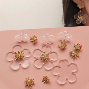 6 PCS Acrylic Flowers Stud Earrings Pendant DIY Accessories for Jewelry Making