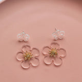6 PCS Acrylic Flowers Stud Earrings Pendant DIY Accessories for Jewelry Making