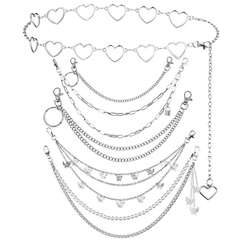 6 PCS Punk Jeans Pants Chain Trousers Waist Chain