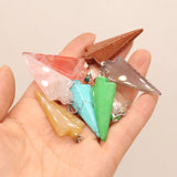 6 PCS Malaysian Jade Stone Pointed Pendant DIY Jewelry Making Accessory