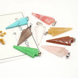 6 PCS Malaysian Jade Stone Pointed Pendant DIY Jewelry Making Accessory