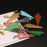 6 PCS Malaysian Jade Stone Pointed Pendant DIY Jewelry Making Accessory