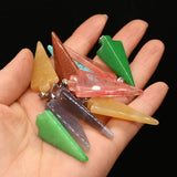 6 PCS Malaysian Jade Stone Pointed Pendant DIY Jewelry Making Accessory
