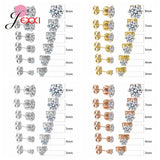 6 Pairs 925 Silver Rhinestone Stud Earrings for Man Woman Mix Size