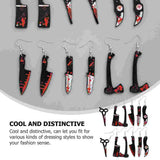 6 Pairs Halloween Gothic Earrings Acrylic Scissor Print Jewelry