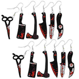 6 Pairs Halloween Gothic Earrings Acrylic Scissor Print Jewelry