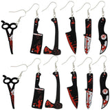 6 Pairs Halloween Gothic Earrings Acrylic Scissor Print Jewelry