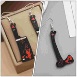 6 Pairs Halloween Gothic Earrings Acrylic Scissor Print Jewelry