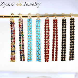 6 Pairs Zircon Tassel Earrings for Women