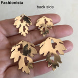 6 Pairs Gold Brass Leaf Charms Big & Small Hollow Leaf Pendant Jewelry