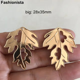 6 Pairs Gold Brass Leaf Charms Big & Small Hollow Leaf Pendant Jewelry
