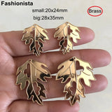 6 Pairs Gold Brass Leaf Charms Big & Small Hollow Leaf Pendant Jewelry