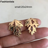 6 Pairs Gold Brass Leaf Charms Big & Small Hollow Leaf Pendant Jewelry