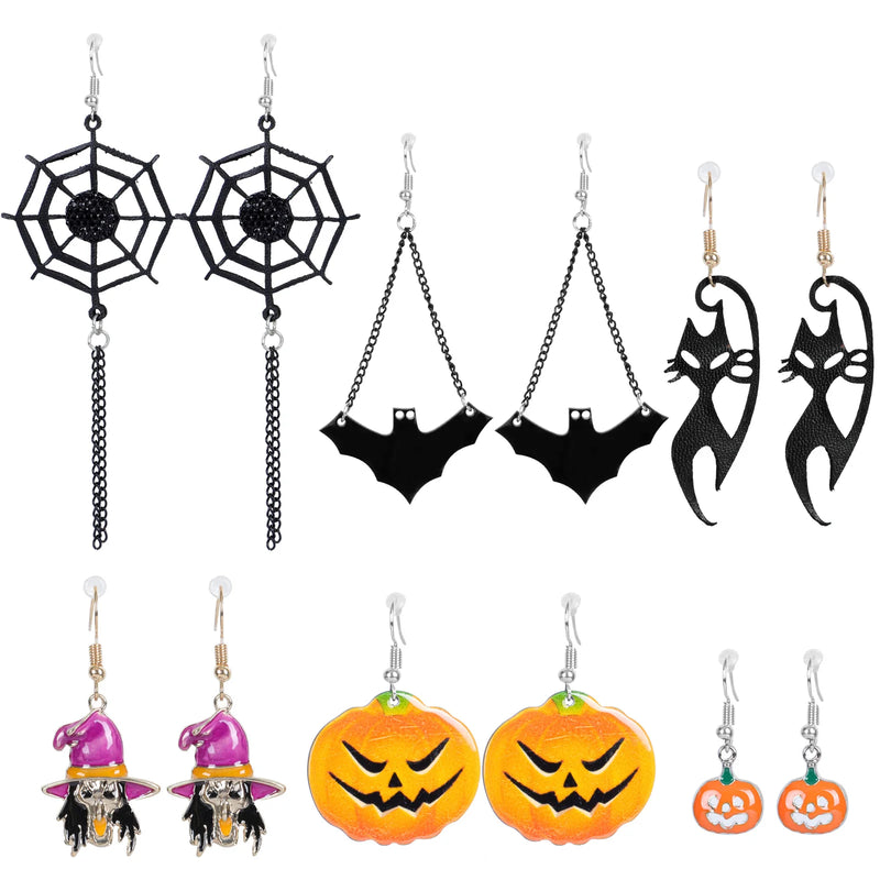 6 Pairs Halloween Earrings Funny Party Accessory Ornament Decoration