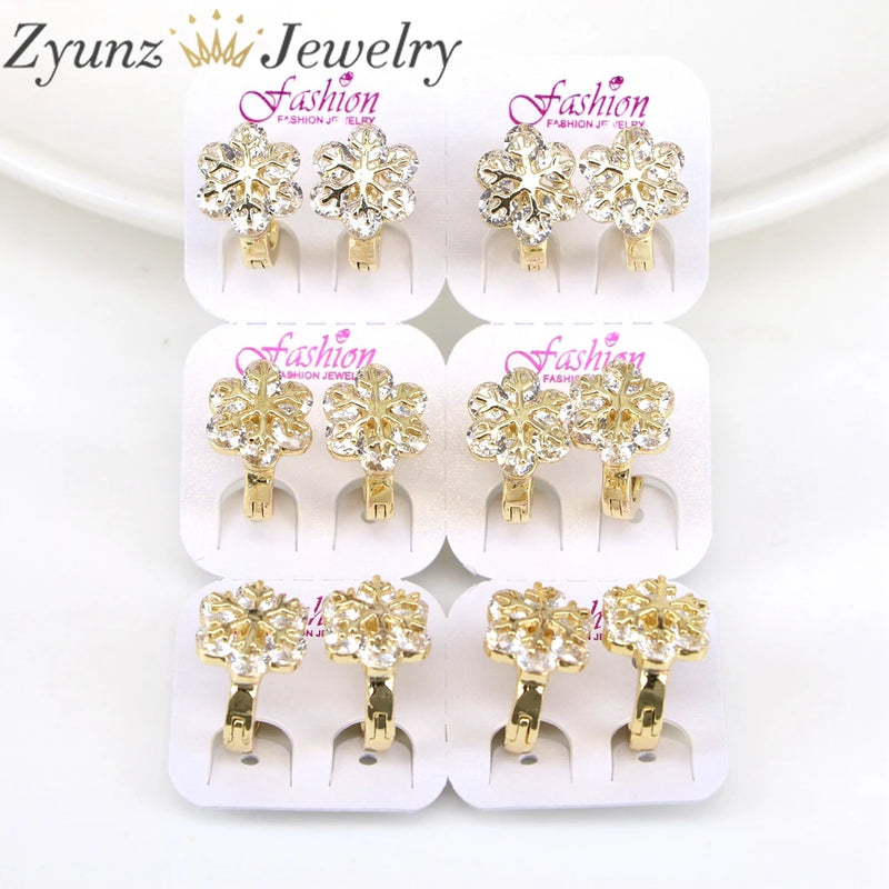 6 Pairs Pave Crystal Hoop Earrings Zircon Huggie Earrings Party Jewelry
