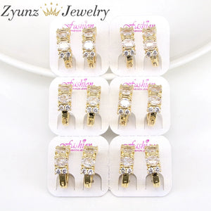 6 Pairs Pave Crystal Hoop Earrings Zircon Huggie Earrings Party Jewelry