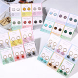 6 Pairs/Set Druzy Crystal Stone Stud Earrings