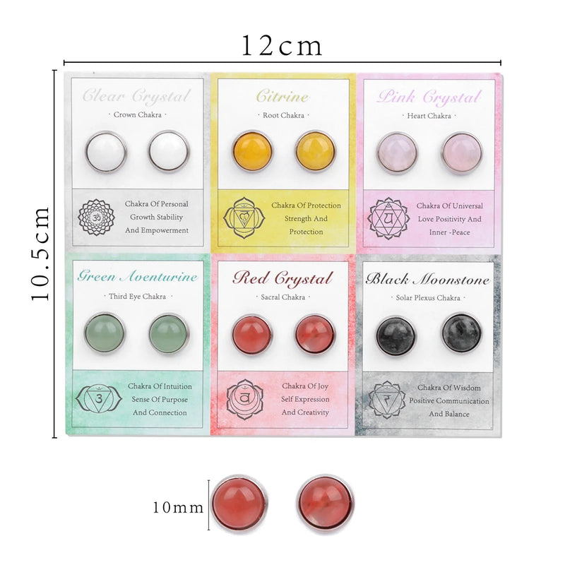 6 Pairs/Set Druzy Crystal Stone Stud Earrings